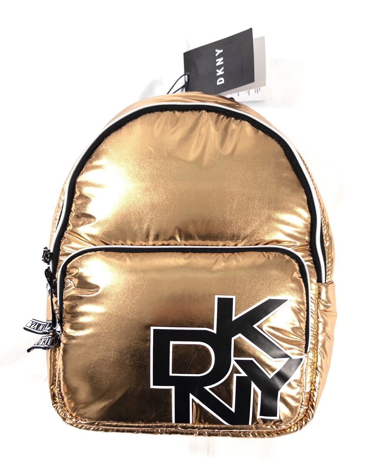 DKNY Metallic Gold Backpack Rucksack Bag Adjustable Straps