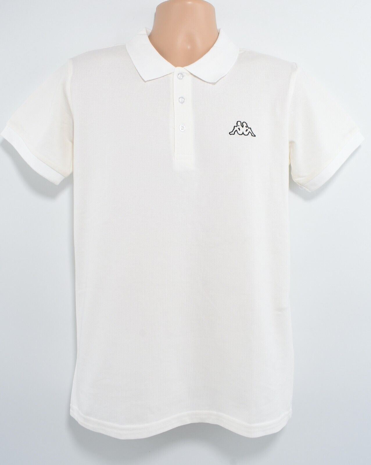 KAPPA Mens Short Sleeve Polo Shirt, Cotton Pique, Ivory White, size SMALL