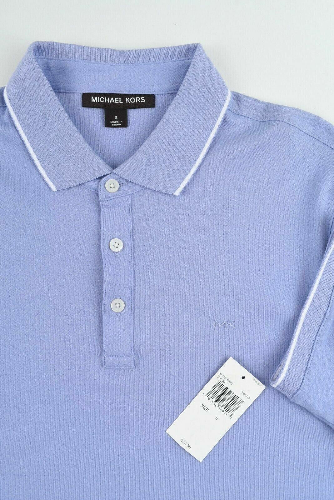 MICHAEL KORS Mens Cotton Jersey Polo Shirt, Thistle Purple, size SMALL