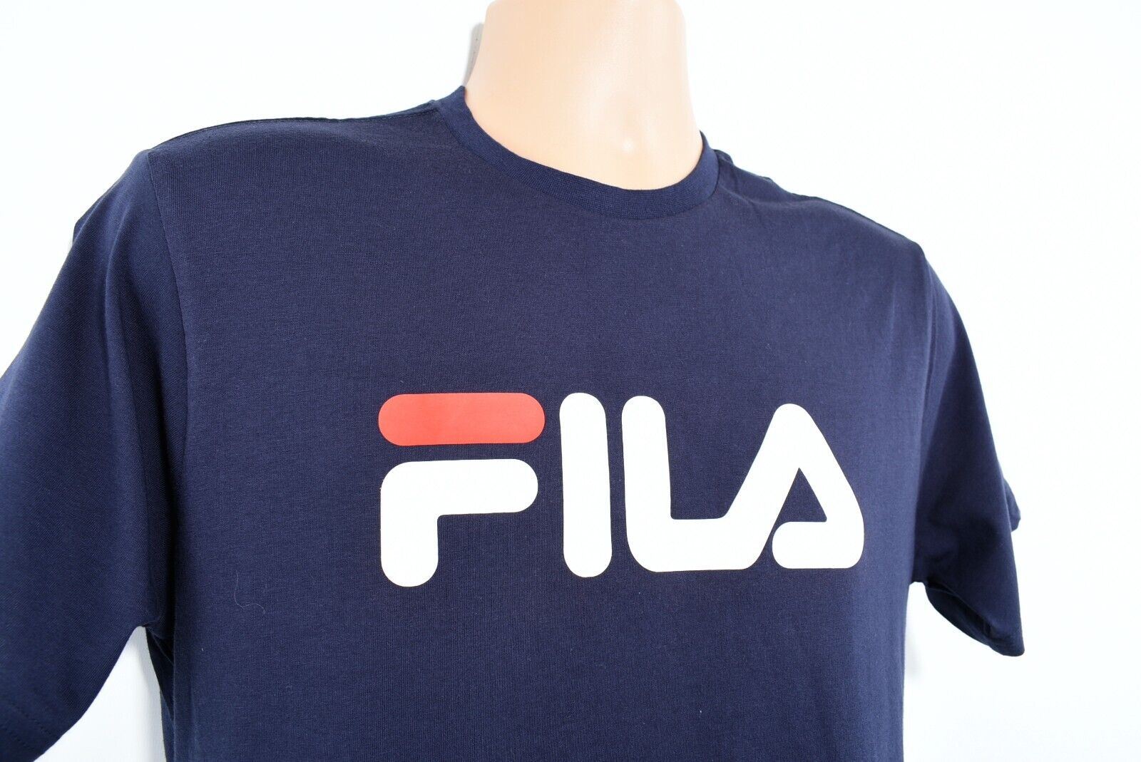 FILA Mens Crew Neck Short Sleeve Logo T-shirt, Navy Blue, size SMALL