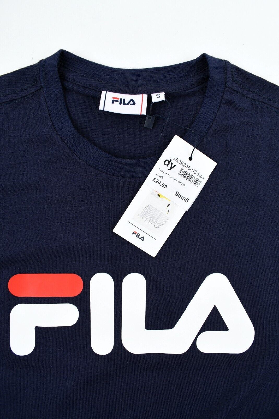 FILA Mens Crew Neck Short Sleeve Logo T-shirt, Navy Blue, size SMALL