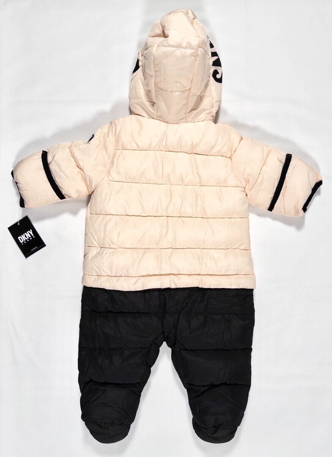 DKNY JEANS Baby Girls All in one Snowsuit Pink Black Size UK 6-9 Months