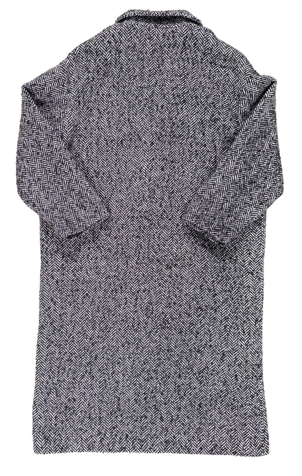 PALTO ITALIA Women's Black and White Zig Zag Pattern Wool Coat Size UK 14