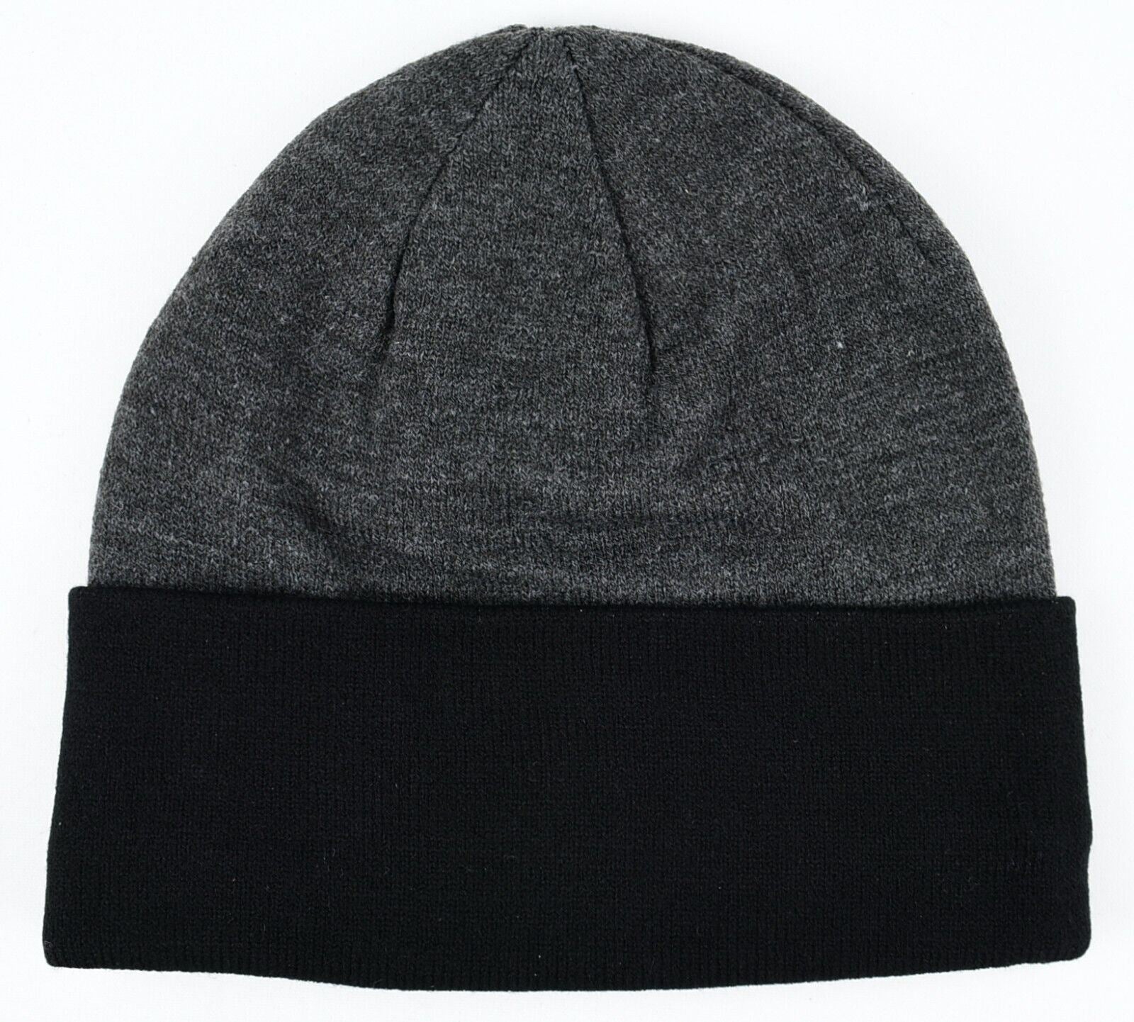 DKNY SPORT Mens Womens Knitted Beanie Hat, Fleece Lined, Grey/Black