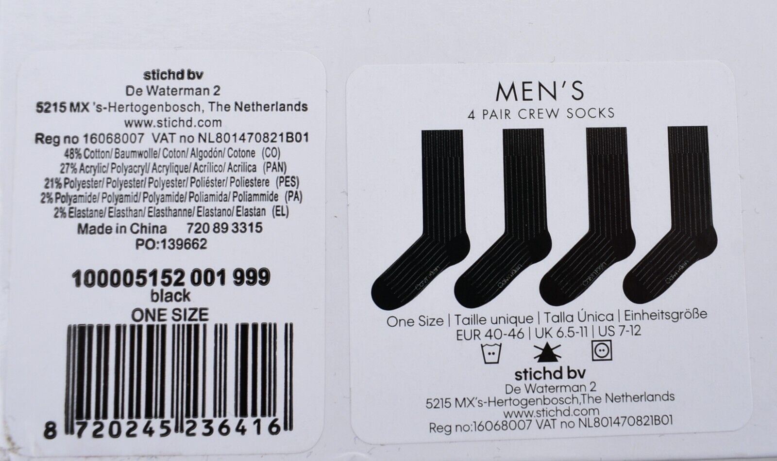 CALVIN KLEIN Mens 4-pack Ribbed Crew Socks, Black, Gift Boxed, size UK 6.5-11