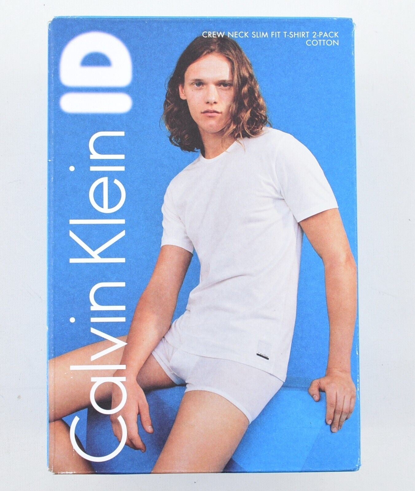 CALVIN KLEIN ID - Men's 2-Pack Slim Fit Crew Neck Cotton T-Shirts, White, size M