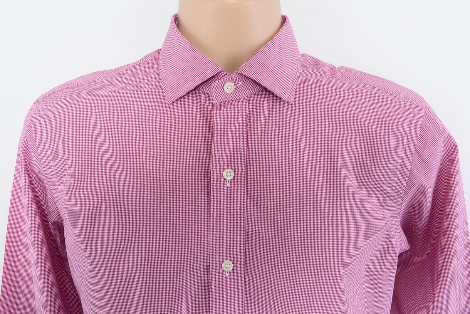 POLO RALPH LAUREN Mens Long Sleeve Pink Checked Shirt, size collar 14.5"