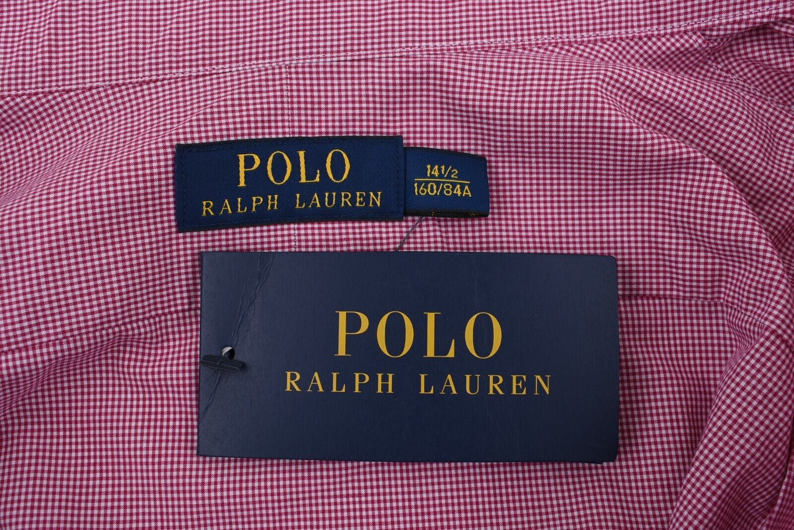 POLO RALPH LAUREN Mens Long Sleeve Pink Checked Shirt, size collar 14.5"