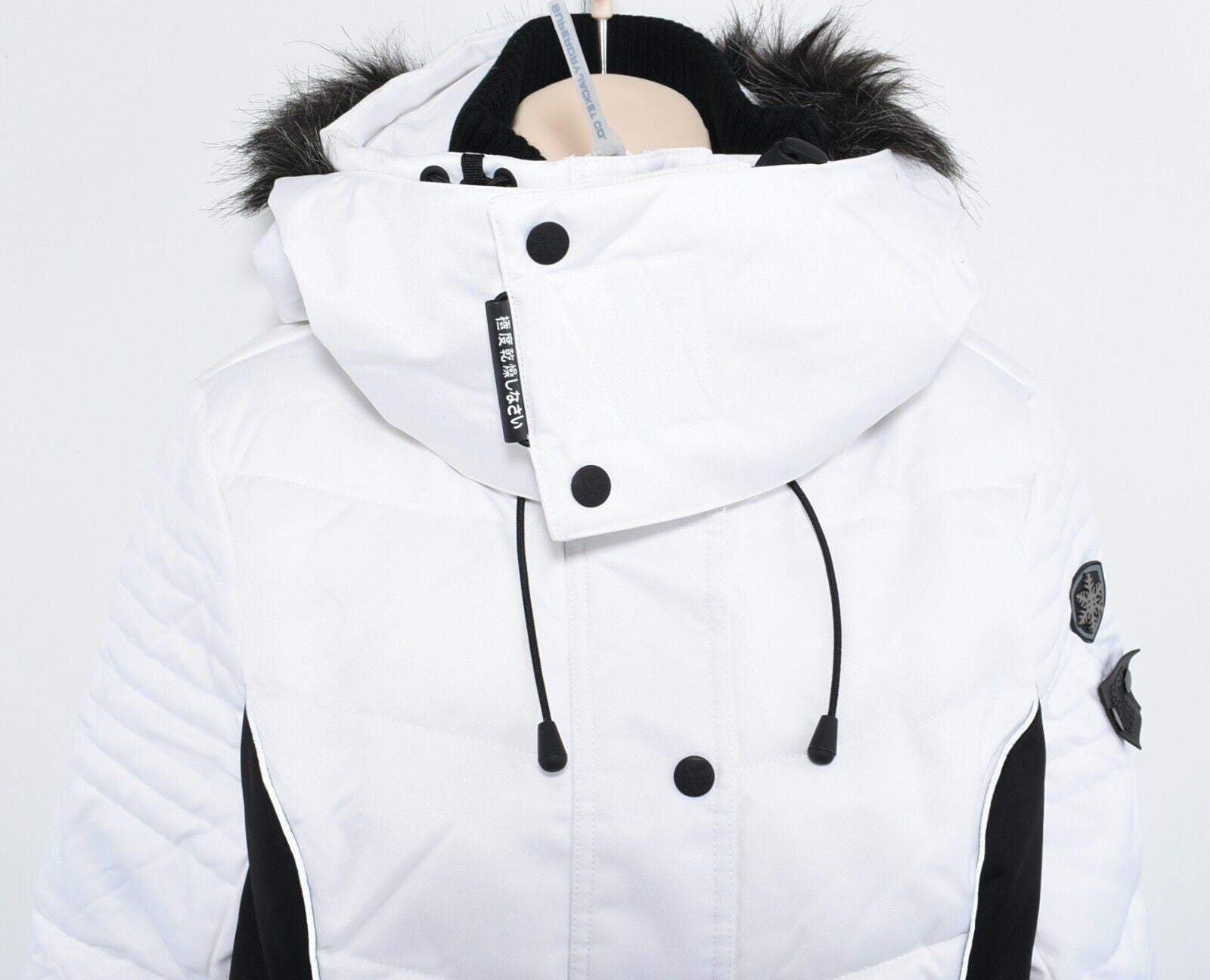 SUPERDRY Womens Ski Jacket, Snow Puffer, White & Black, size L / UK 14