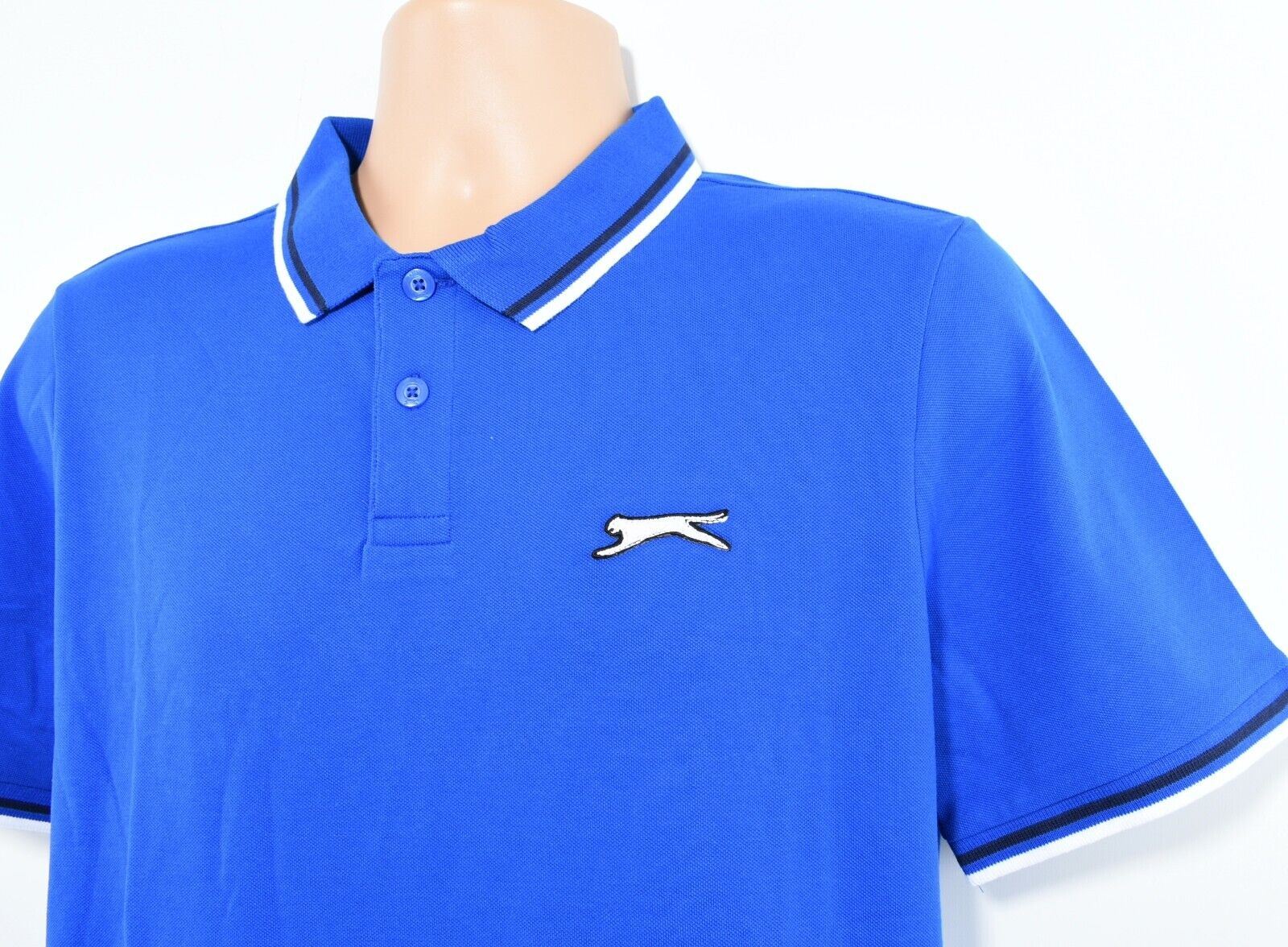 SLAZENGER Mens Tipped Polo 2.0, Short Sleeve, Royal Blue, size SMALL